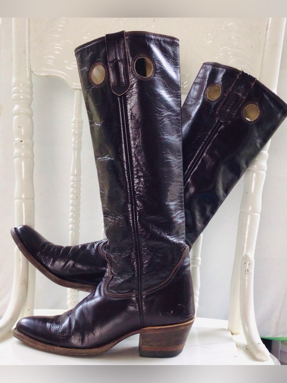 Tall Western Buckaroo Style Leather Boots